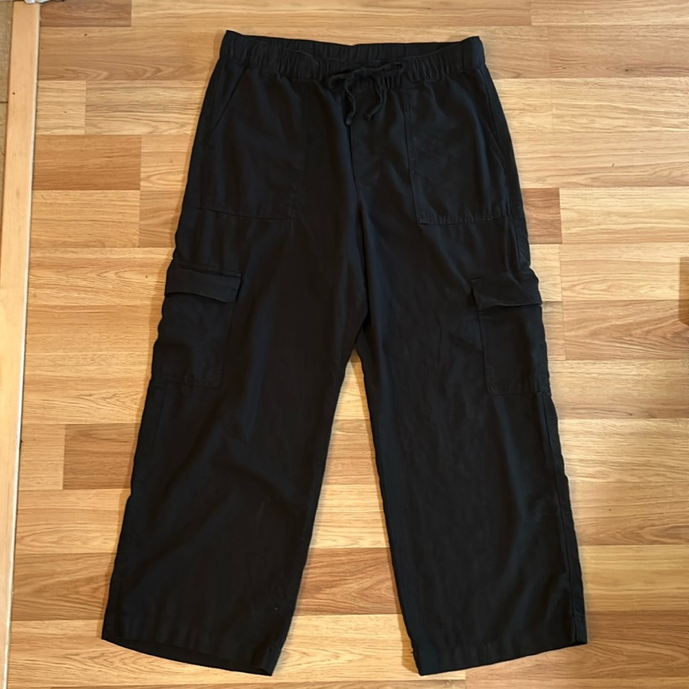 Gap Black Linen Cargo Pants - Size Large